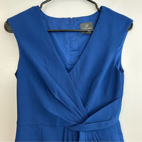 Adrianna Papell Blue Sleeveless V-neck Wrap Pleated Shift Dress Size 2 - Picture 3 of 9